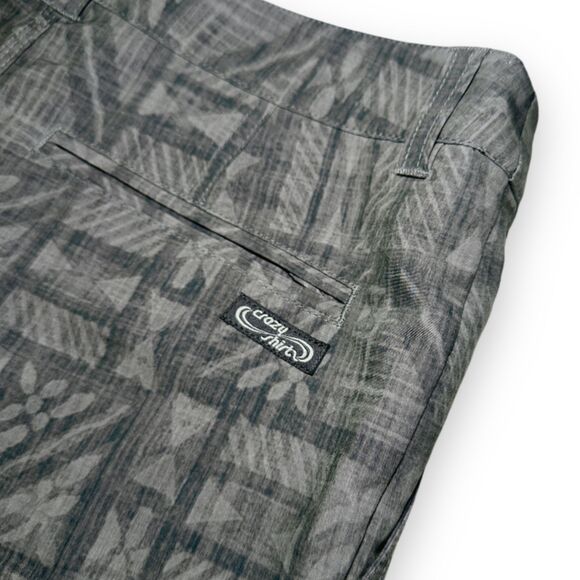 Crazy Shirts Hawaii Hybrid Shorts Mens Sz 32-33 Gray Geometric Coconut Polyester - Picture 4 of 10